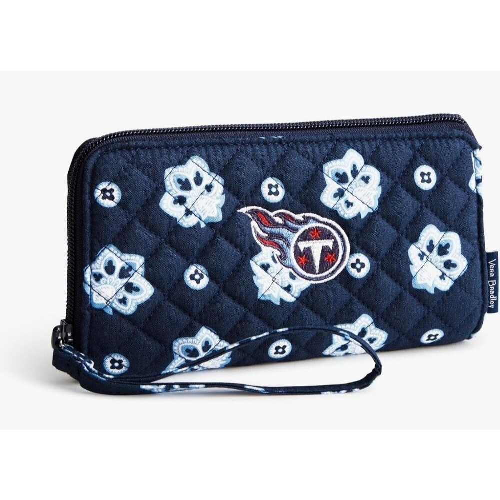 Vera Bradley Women's Cotton Front Zip Wristlet NFL Tennessee Titans RFID